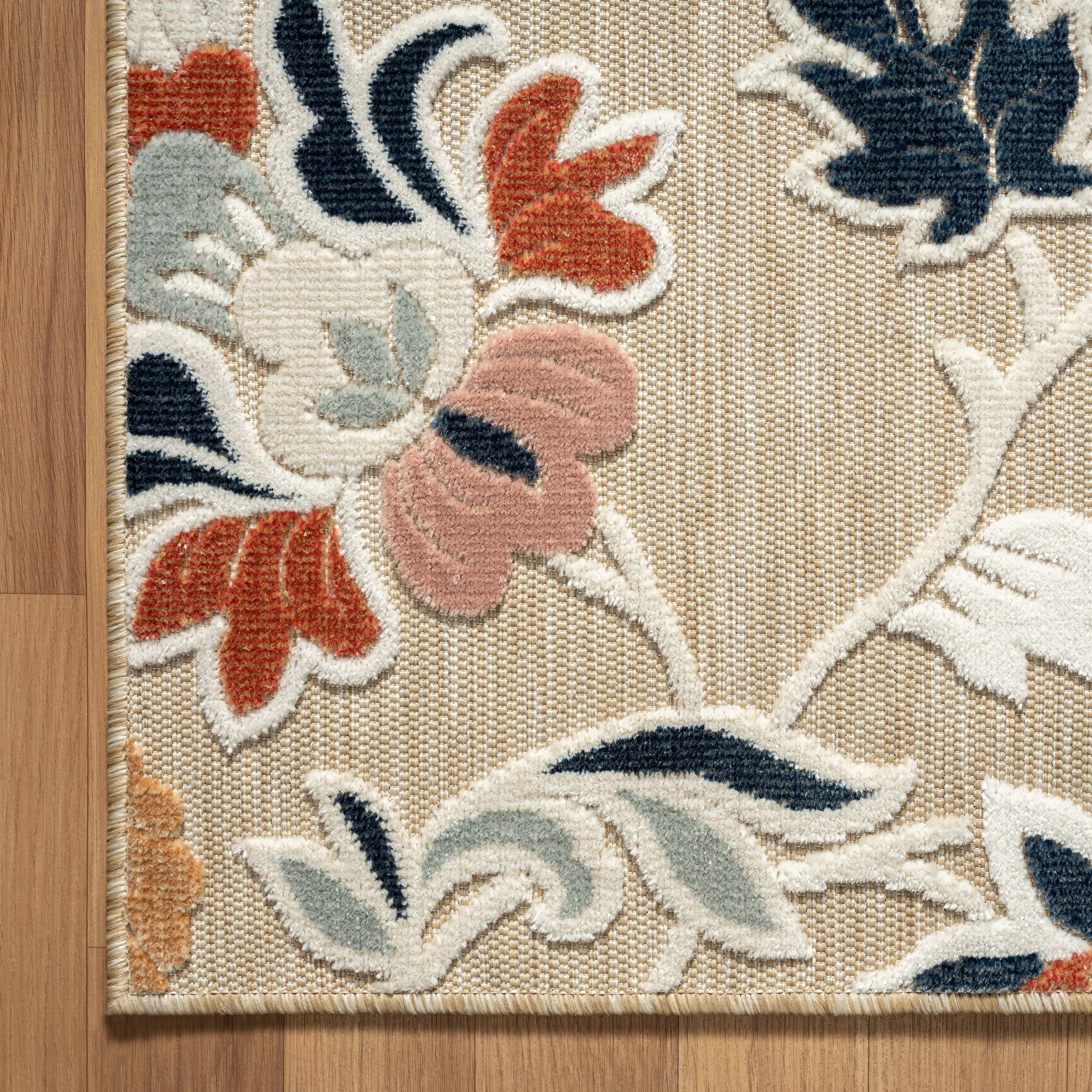 LR Home - Wholesale Area Rug - Vanessa Floral Hi-Low Multicolored Indoor / Outdoor Area Rug8