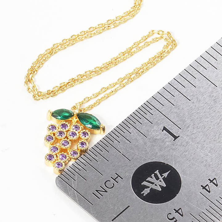 Sensibling Corp. - Wholesale Pendant/Charm Necklace - Gold Dipped CZ Grape Pendant Necklace
1