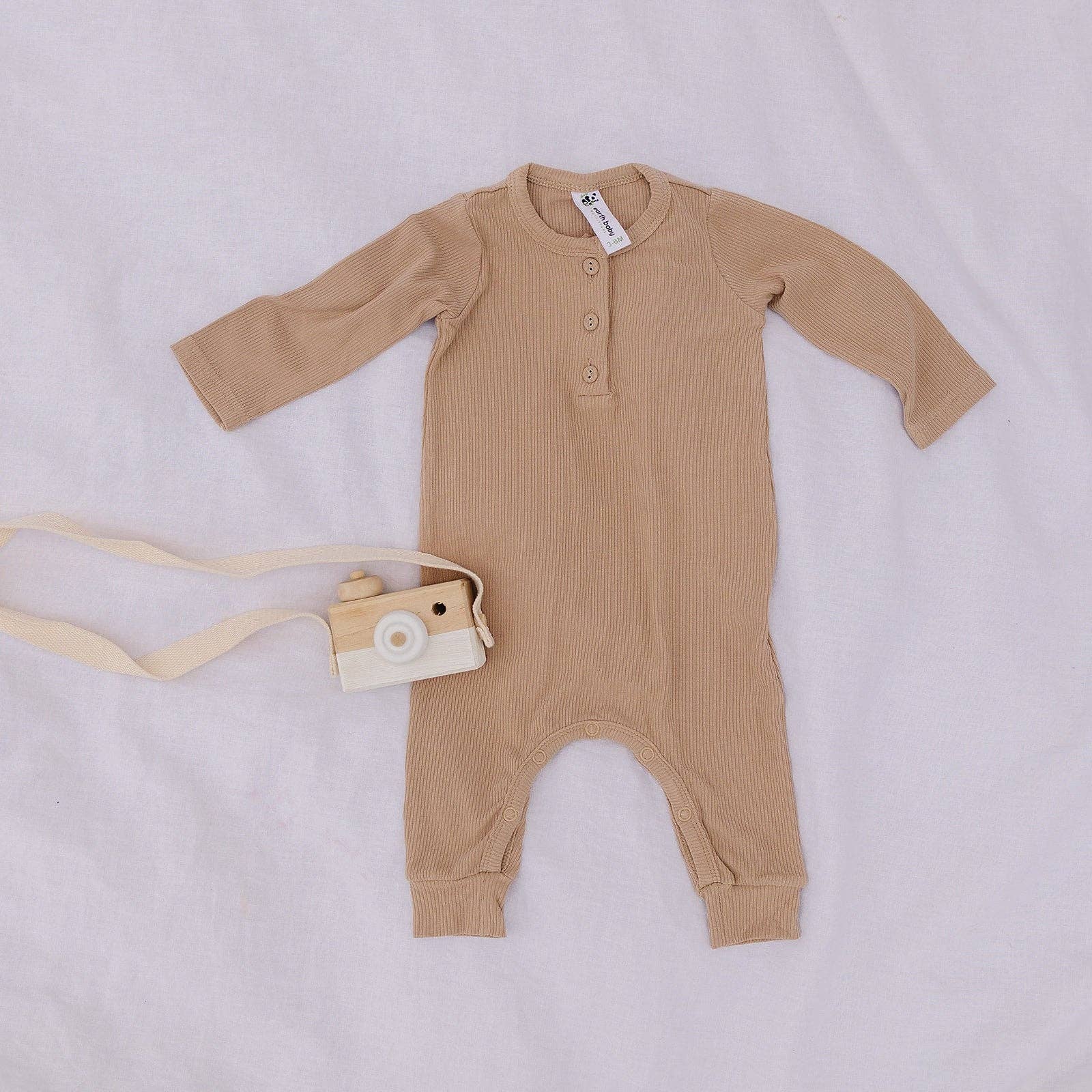 Earth Baby Outfitters - Wholesale Jumpsuit - Baby - Bamboo Ribbed Long Sleeve Henley Romper0