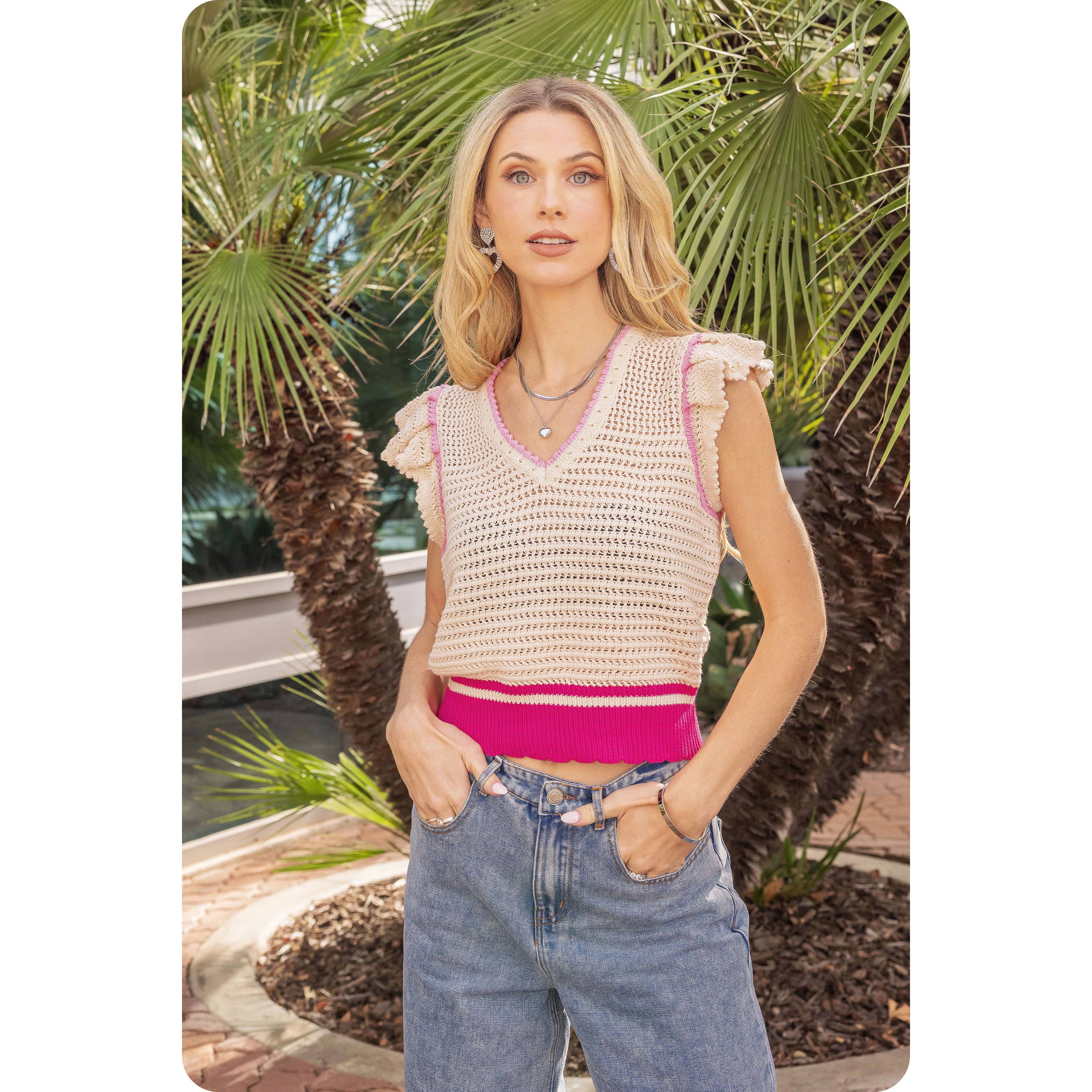 Strut & Bolt - Vente Haut en maille – femme - Haut en tricot à tissage ouvert au crochet9