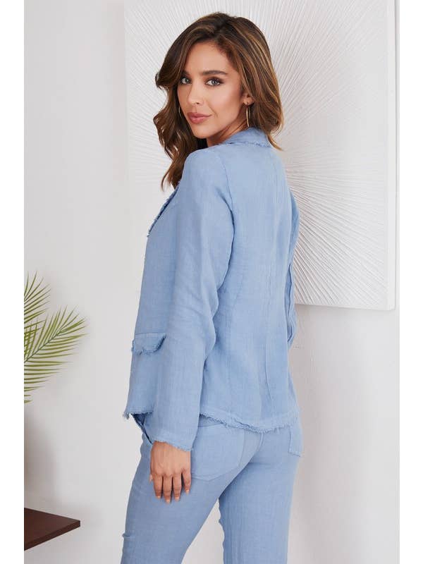 VENTI6 - Wholesale Blazer - Women's - SINGLE BUTTON LINEN BLAZER WITH FLAP POCKETS (2237)10