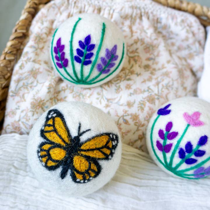 Friendsheep - Wholesale Dryer Balls - Butterfly Lavender Fields Eco Wool Dryer Balls - Set of 3