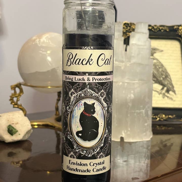 Envision Crystal - Wholesale Jar/Filled Candle - Black Cat 7-Day Candle - Scented and Blessed With Magic2