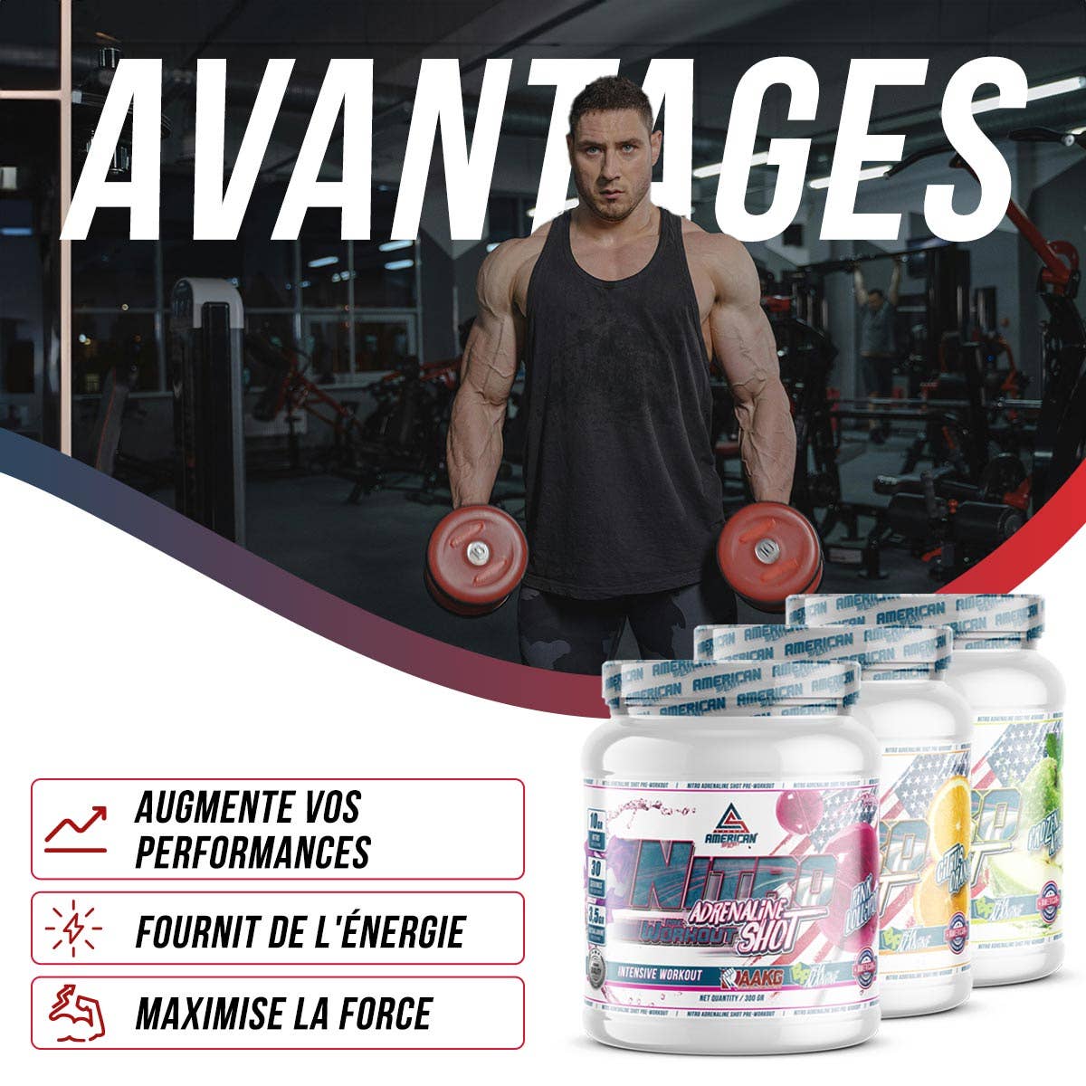 AMERICAN SUPLEMENT S.L. - Venta al por mayor Suplementos/vitaminas para beber - American Suplement Nitro Adrenaline Shot Pre-Work Out 300 gr10