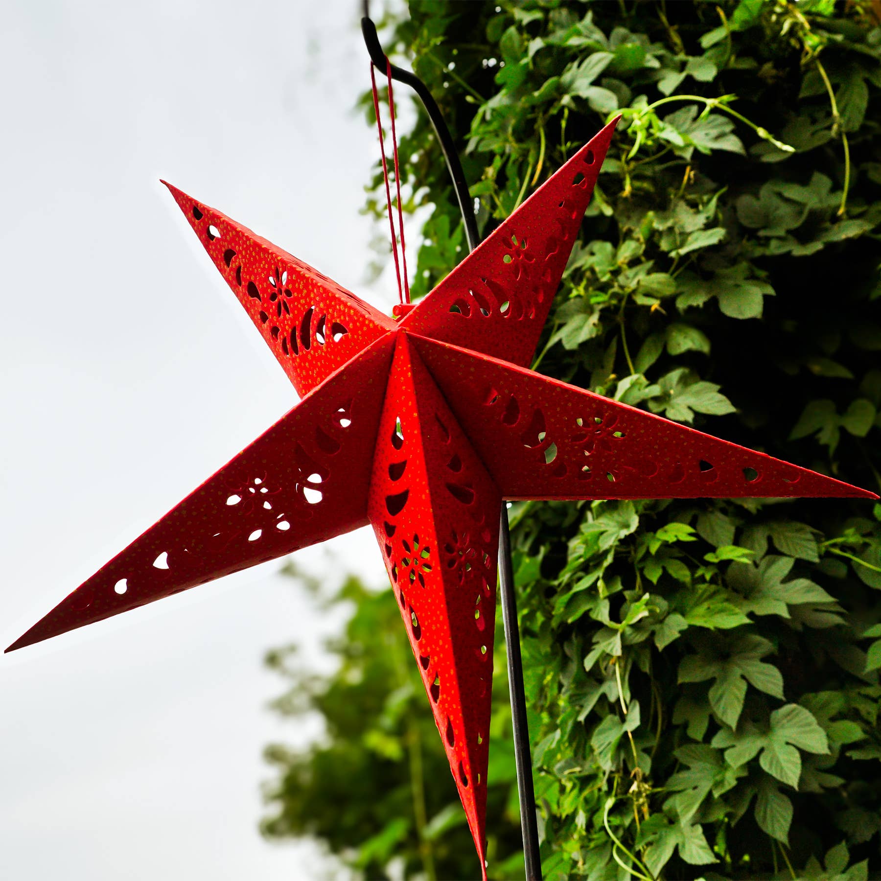 In the Breeze, LLC. - Vente Lanterne/lampe en papier - Lanterne Étoile en Papier Rouge1