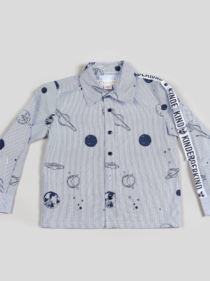 Boy's Rocket System Poplin Shirt with Grosgrain Sleeve for wholesale by Kinderkind