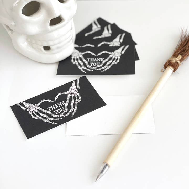 Mini platte kaartenset van 26 stuks, met een skelet en een hart voor wholesale door drawn by water