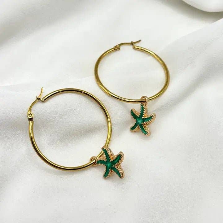 OE! – wholesale Hoop-örhängen – OCEAN STAR – Creoler med emaljerade sjöstjärnor4