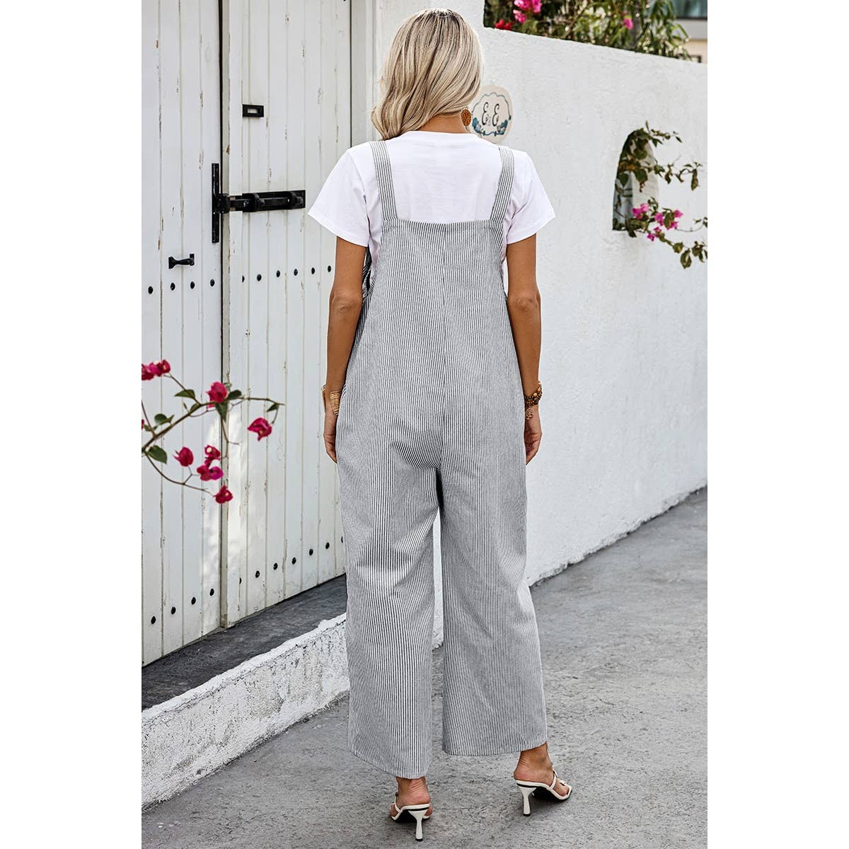 GREEN Solid Square Neck Button Trim Pockets Jumpsuit for wholesale on Faire15