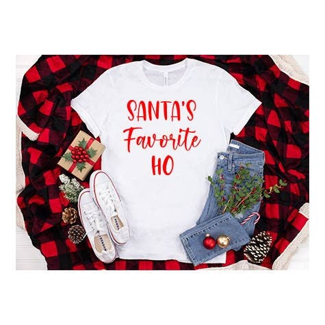 PrimestoreUS - Wholesale Screen Printed T-Shirt - Women's - Santa's Favorite Ho Shirt,Santa Matching Shirt,Christmas Party Shirt,Christmas T-Shirt,Christmas Family Shirt,Funny Christmas Shirt