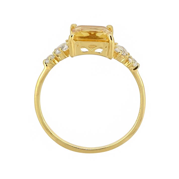 Tiramisu – wholesale Single stone/solitaire ring – Gold Plated 925 Silver Citrine White Topaz Ring4