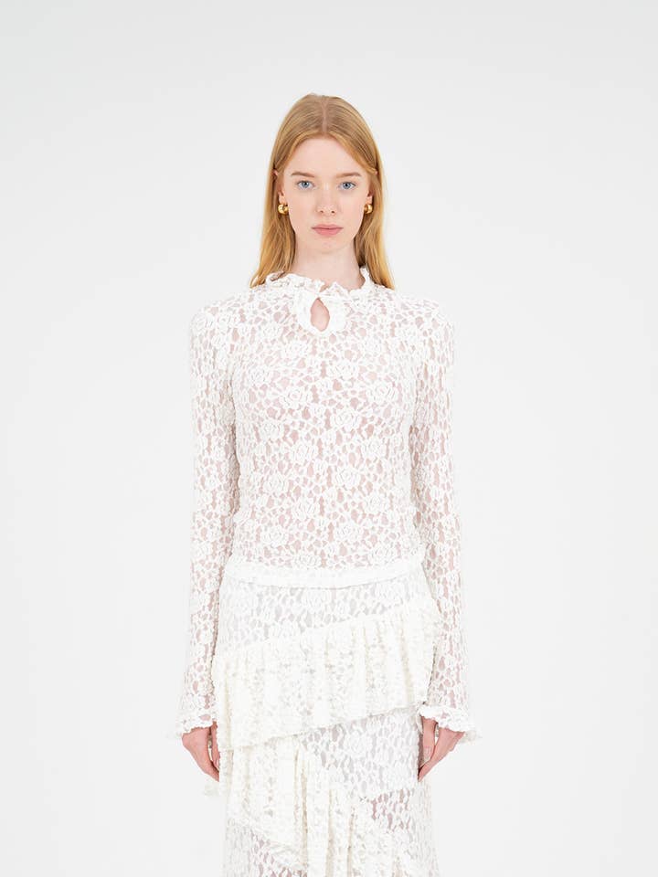 CARMEN SAYS - Wholesale Blouse - Women's - Cupid Lace White Top