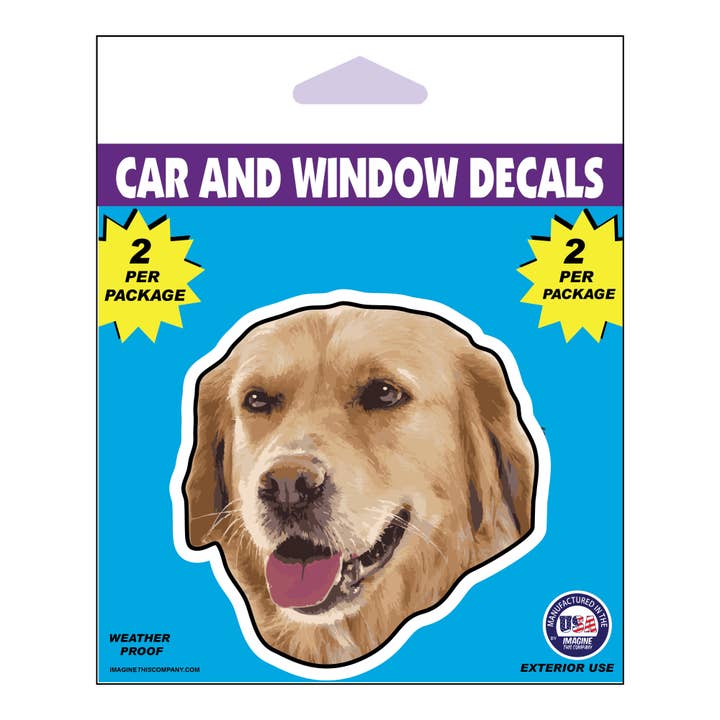 Golden Retriever Dog Face Decal 2 Pack for wholesale by Imagine This Company