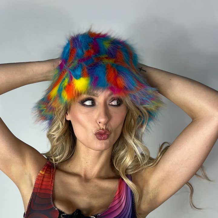 Rainbow Swirl Bucket Hat for wholesale by Psicodelico Rave Clothing Co.