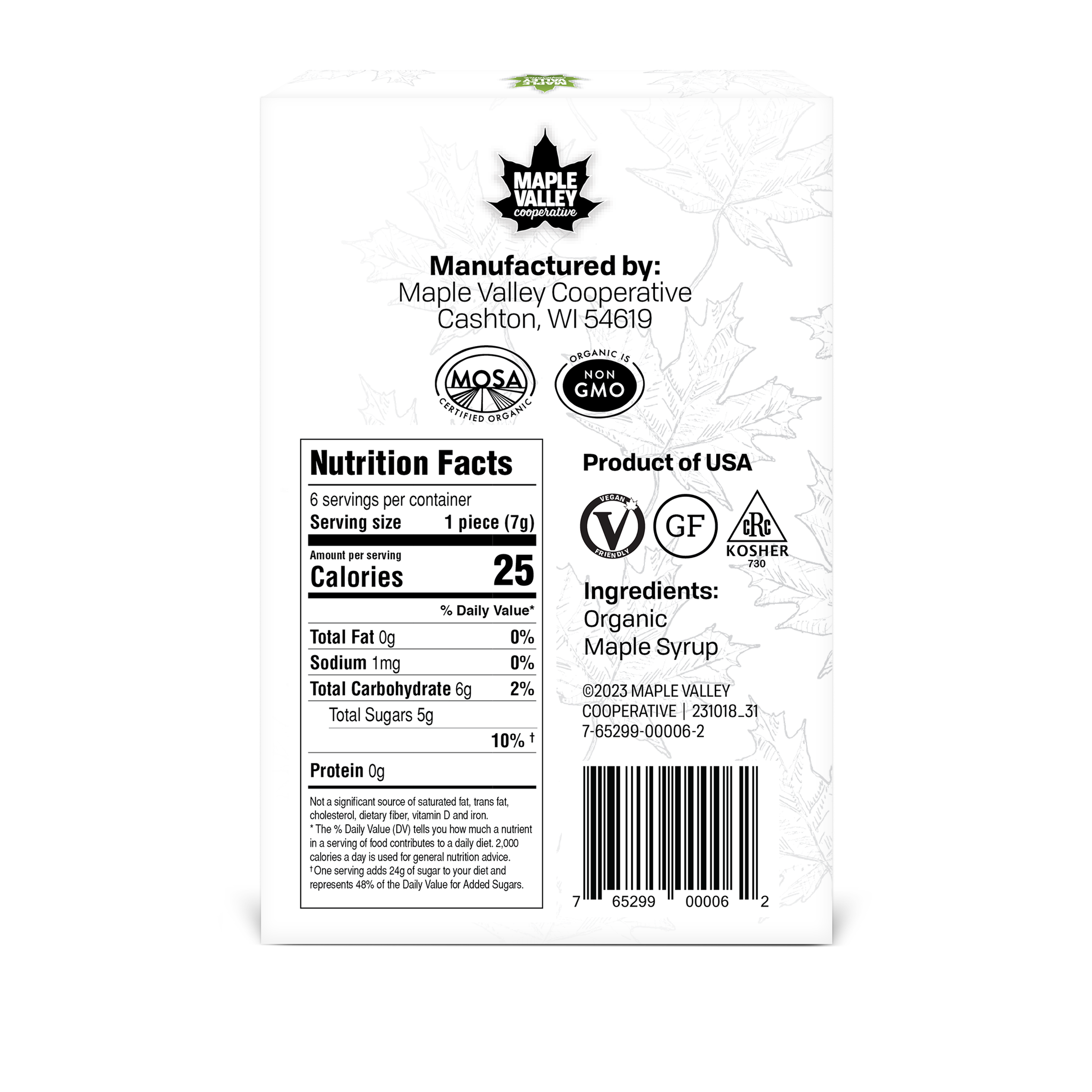 Maple Valley Cooperative - Wholesale Hard Candy - Maple Candy Organic 6 piece1