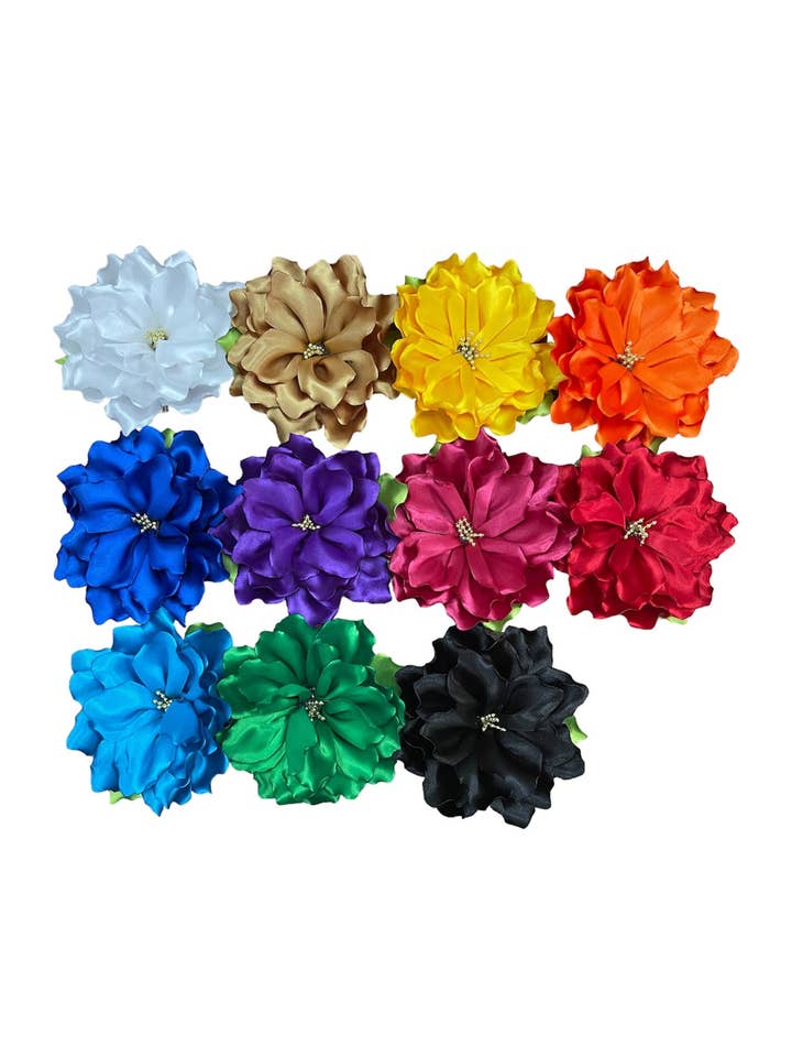 Handmade Sateen Floral Clip /5 Inc W x 5.5 Inc L for wholesale by Cielito Lindo