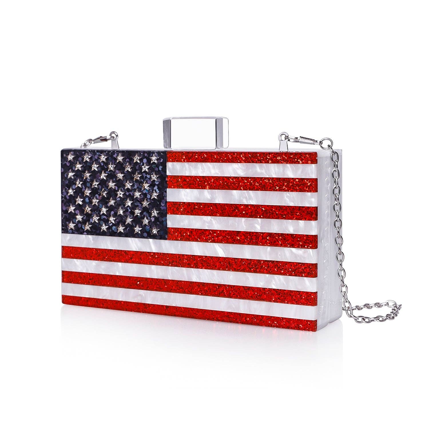 Amerikansk Flag Glitrende amerikansk flag perlehvid clutch taske for engroshandel på Faire1