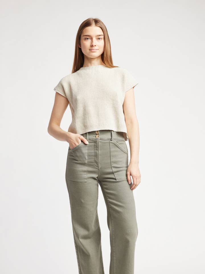 Gillian Crop Sweater Tee for wholesale by Self Contrast