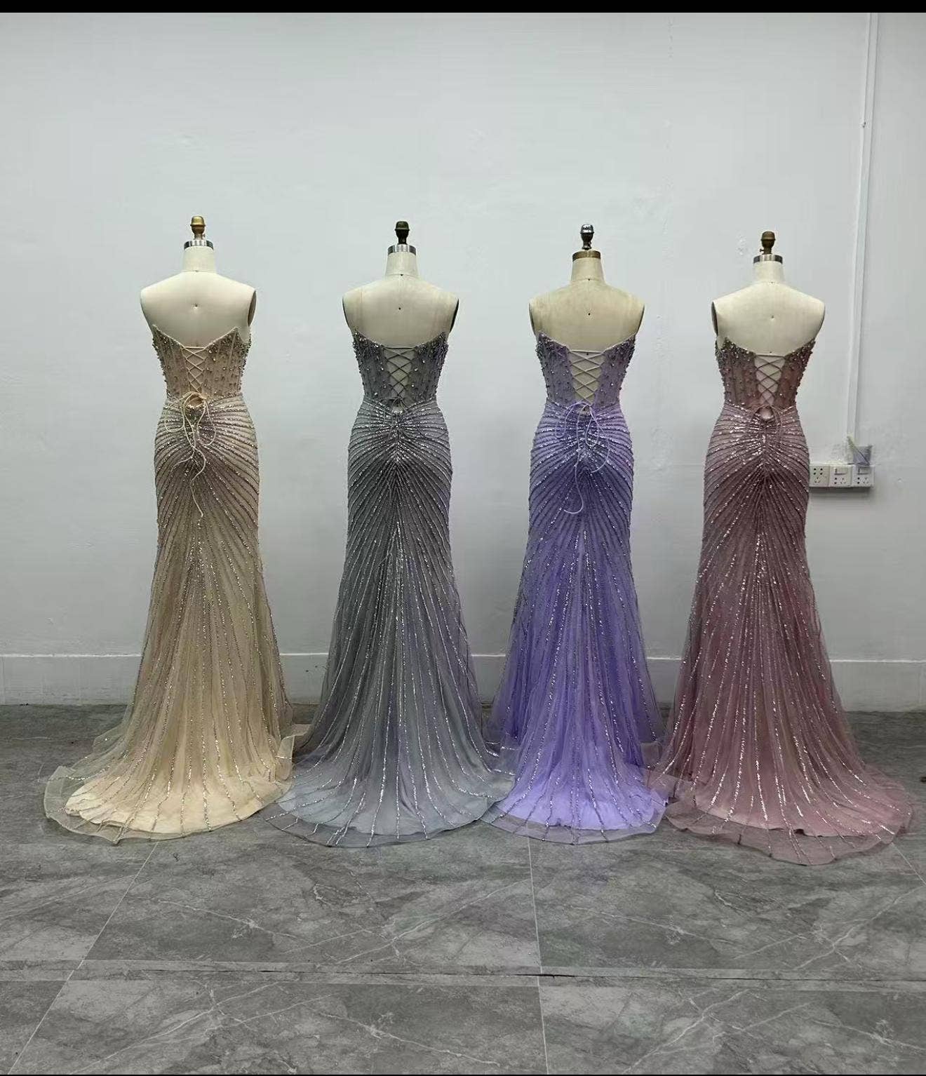 La Veneto - Wholesale Dress - Women's - Sweetheart strapless neckline, beaded motif2