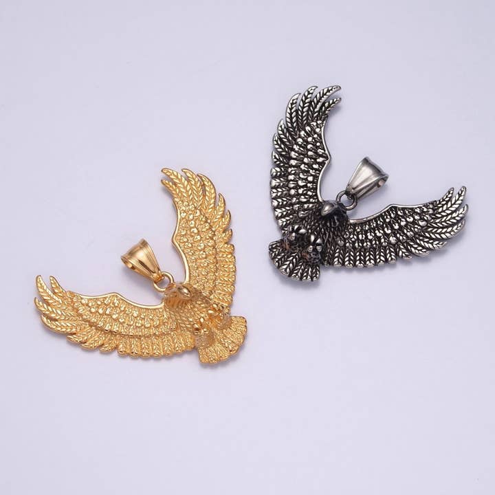 Gold / Antique Silver Eagle Necklace Pendant for wholesale on Faire