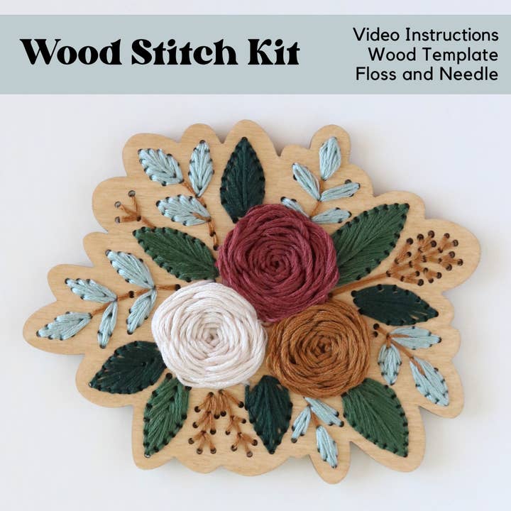 Kit de broderie sur bois Roses pour la vente par Little Stitchy Bee Embroidery