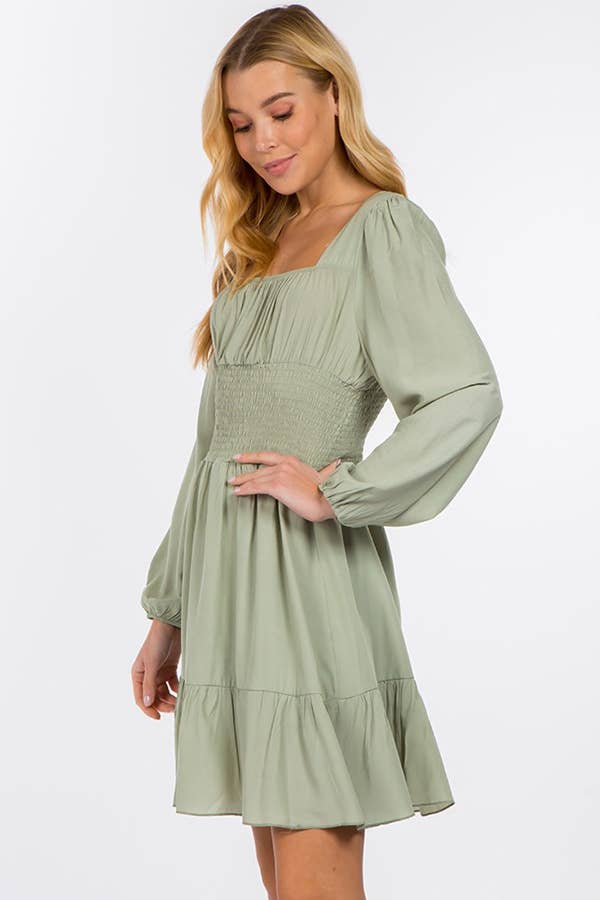 Hesperus - Wholesale Dress - Women's - Smocked Waist Square Neck Dress5