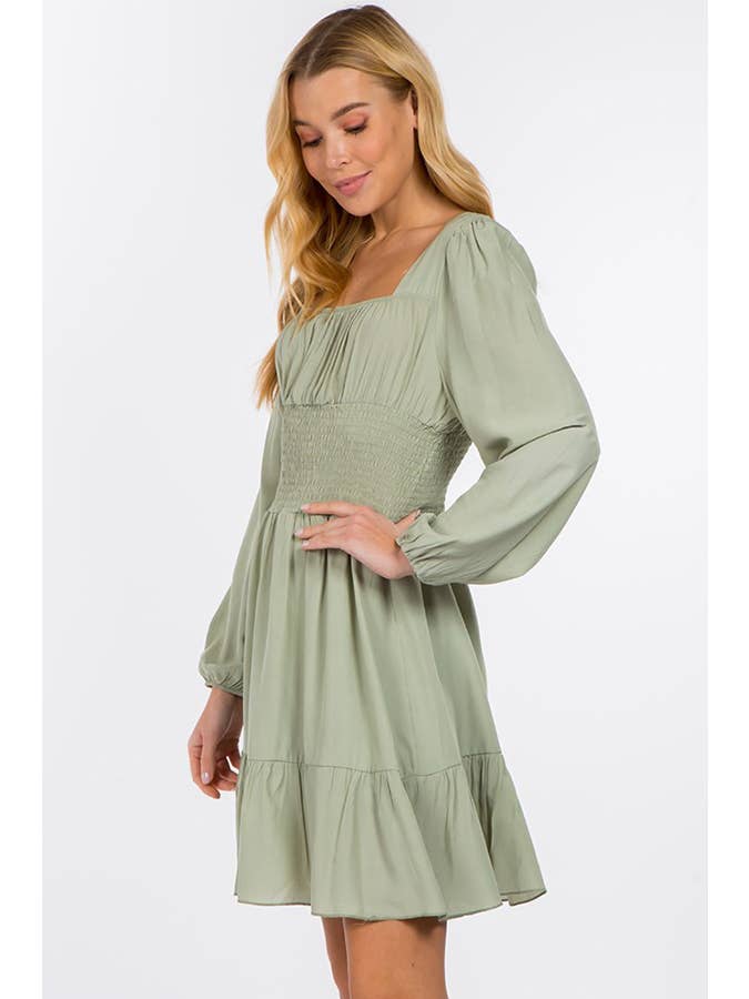 Hesperus - Wholesale Dress - Women's - Smocked Waist Square Neck Dress5