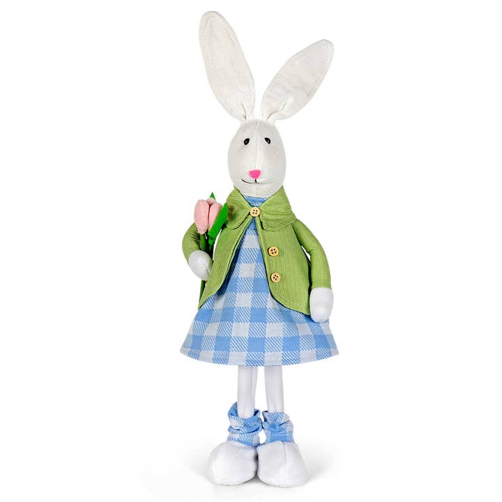 19" Bella with Tulip Blue and Green Bunny Easter Decoration for wholesale by Clever Monsters