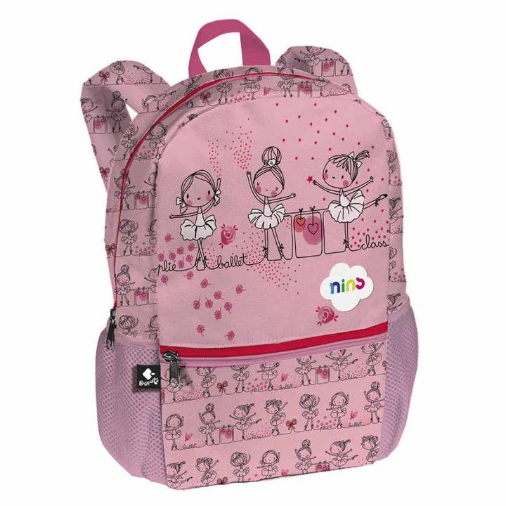 Pink børns rygsæk med ballerinaer design på en kant. for engroshandel hos Busquets