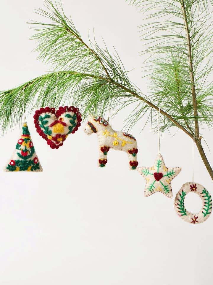 Felted Folk Ornament for wholesale by Farmhouse Pottery
