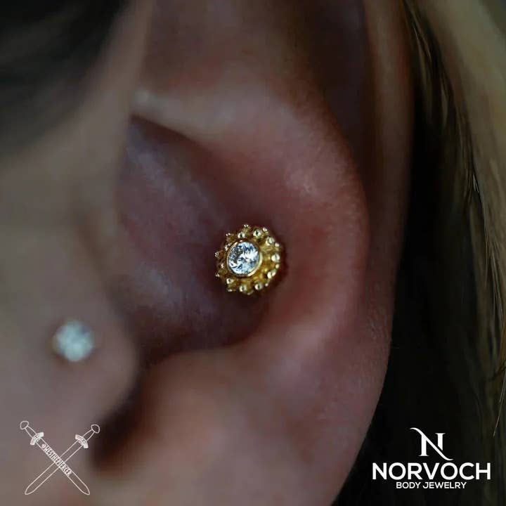 Piercing-zone - Wholesale Single Earring - Serena – 14K/18K Gold Gemstone Threadless End2