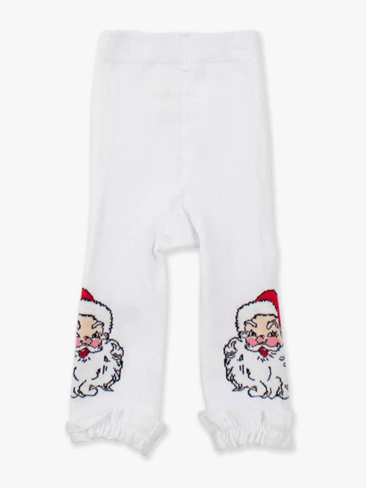 White Girls Santa Joy Patterned Footless Ruffle Tights for wholesale on Faire5