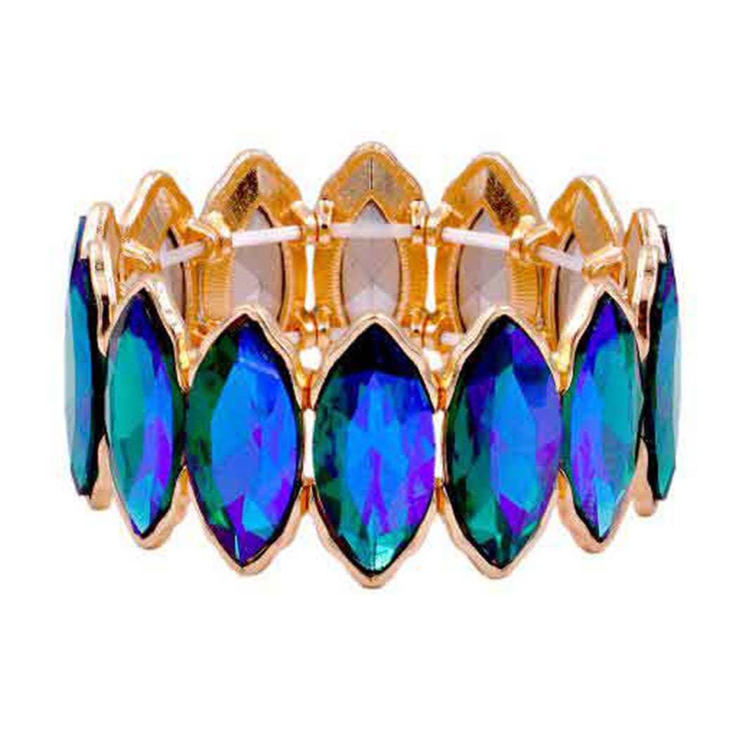 Fashion City - Vente Bracelet de perles - Bracelet élastique en forme de pierre de verre à maillons8