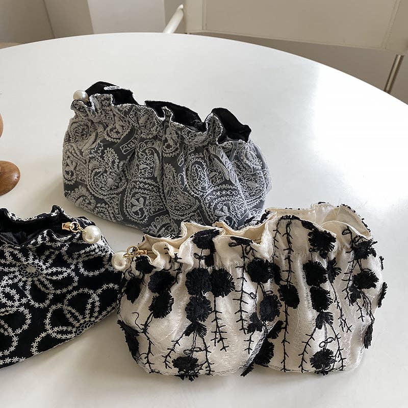 Dipped Shop - Wholesale Makeup/Cosmetic Bag - Floral Embroidered Lace Cosmetic Bag DPCB22