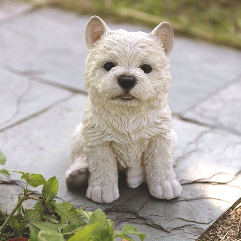 Hi-Line Gift Ltd. - Wholesale Outdoor Ornament/Decor - Pet Pals: White Terrier Puppy Statue1