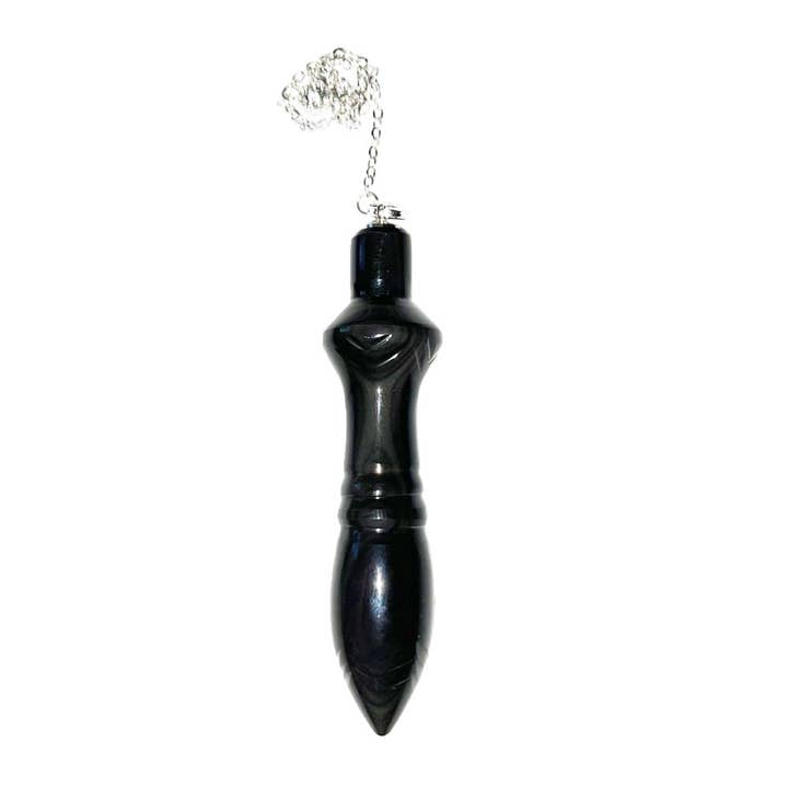 Pendule Obsidienne œil céleste - Égyptien Thot pour la vente par France Mineraux