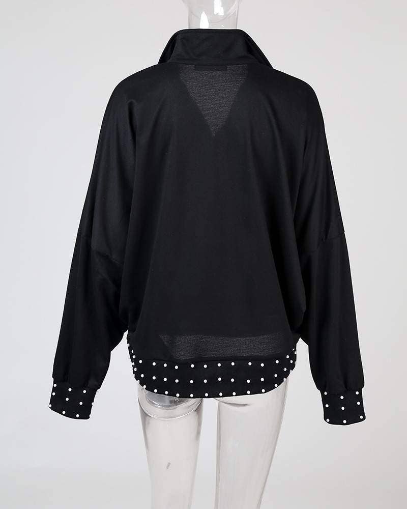 Fashion Combination - Wholesale Blouse - Women's - beaded detail zipper casual blouse9