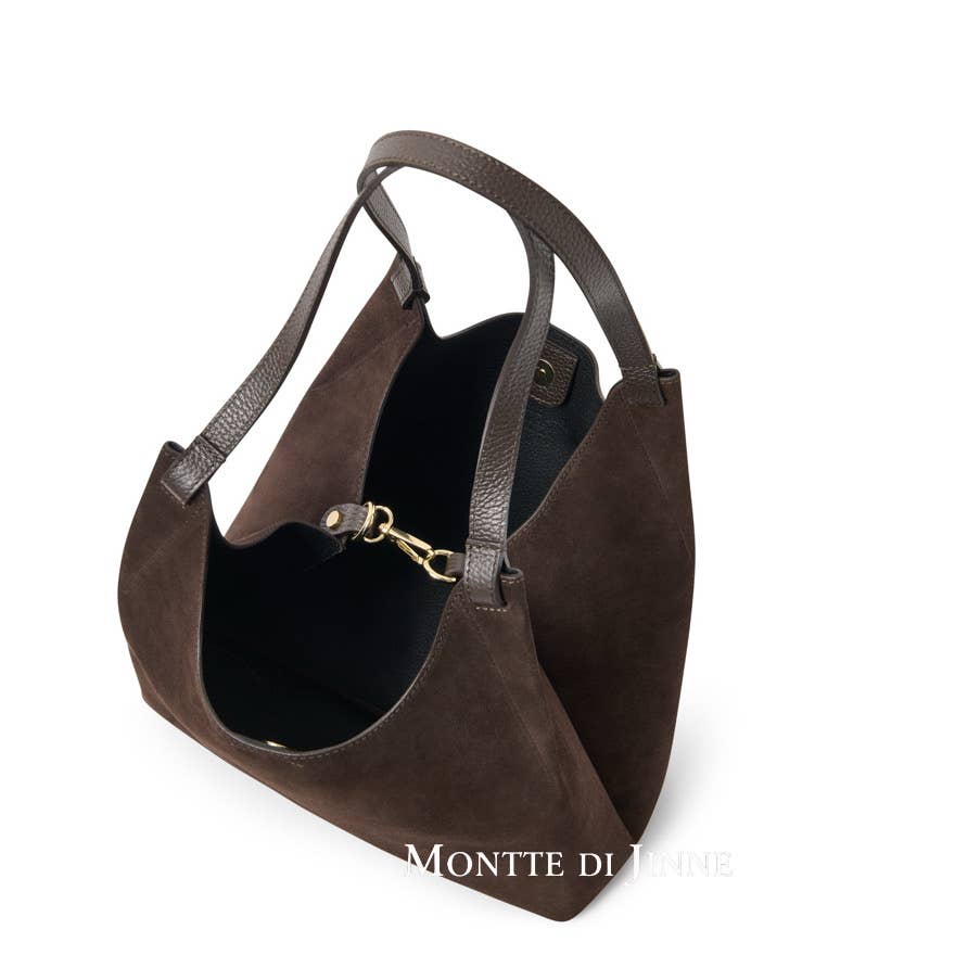 MONTTE DI JINNE - Vendita all'ingrosso Tracolla - Donna - Borsa grande in pelle scamosciata italiana premium con pochette interna13