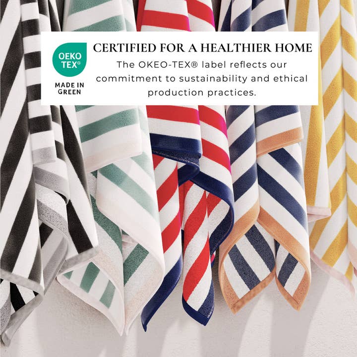 BH Collective - Wholesale Beach Towel - Oversized Striped Border Cabana Beach Towel - Santa Cruz