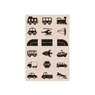 Hero Arts + Spellbinders Wholesale - Wholesale Rubber/Decorative Stamp - Hero Arts Vehicles Wood Ink 'n Stamp Set