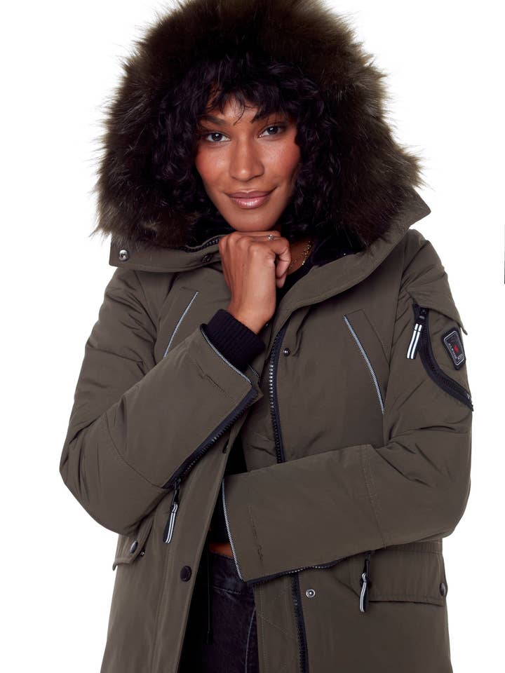 LAURENTIAN | WOMEN'S VEGAN DOWN (RECYCLED) LONG PARKA, OLIVE for wholesale on Faire6