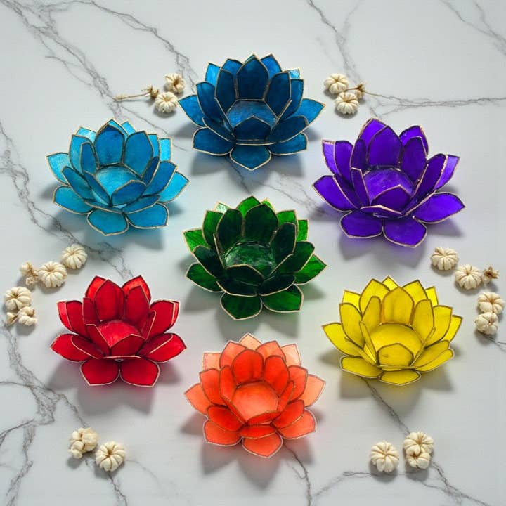 Capiz Shell Candle Holder - Set of 7 for wholesale by Earths Elements Wholesale