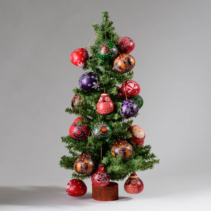 Lucuma Designs - Wholesale Ornament - Christmas Mini Mix - Gourd Ornaments - Natural Holiday