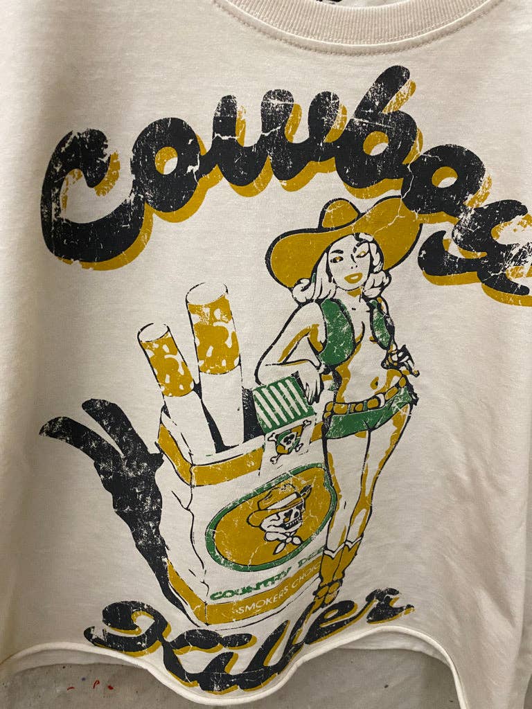 Country Deep Apparel - Wholesale Screen Printed T-Shirt - Women's - Cowboy Killer Relaxed Crop T-shirt3