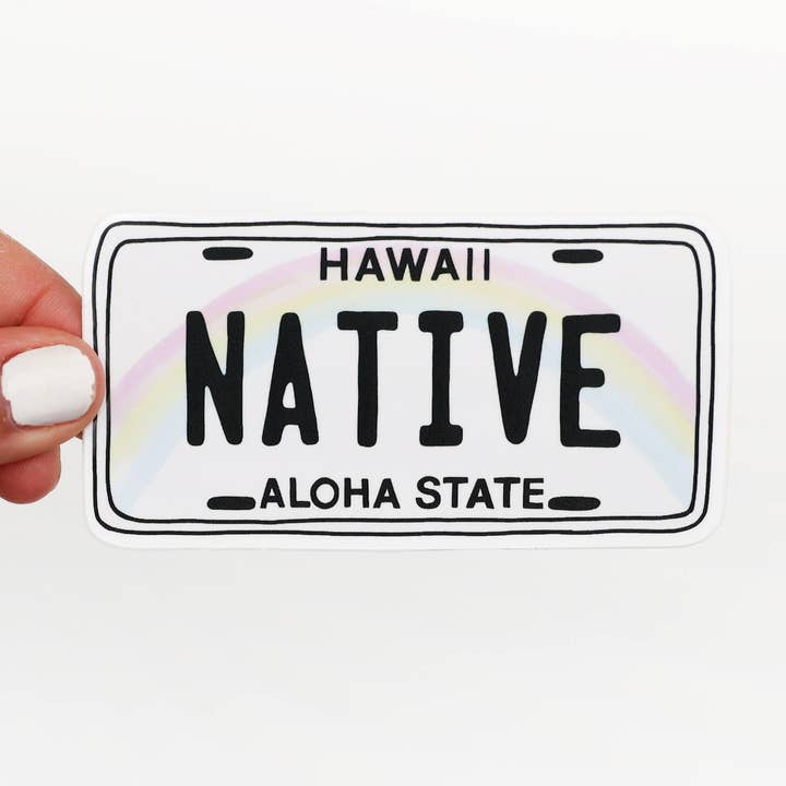 Hawaii Native License Plate Vinyl Sticker for wholesale by Union Made