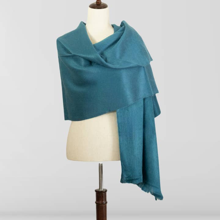 Garza - Turquoise Alpaca Wool Shawl for wholesale by LATITUDE ZERO GOODS