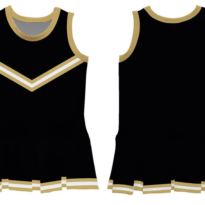 Vive La Fete - Wholesale Athletic Top - Kids - Black and Gold Sleeveless Cheerleader