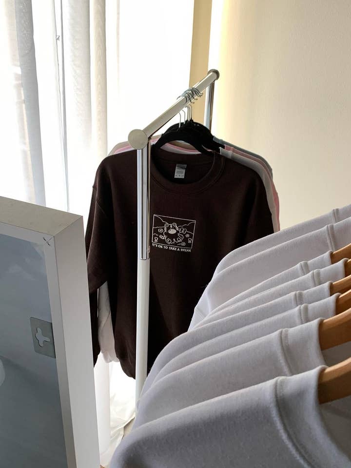 Brown It’s OK to Take a Break – Lightweight Embroidered Sweatshirt for wholesale on Faire4