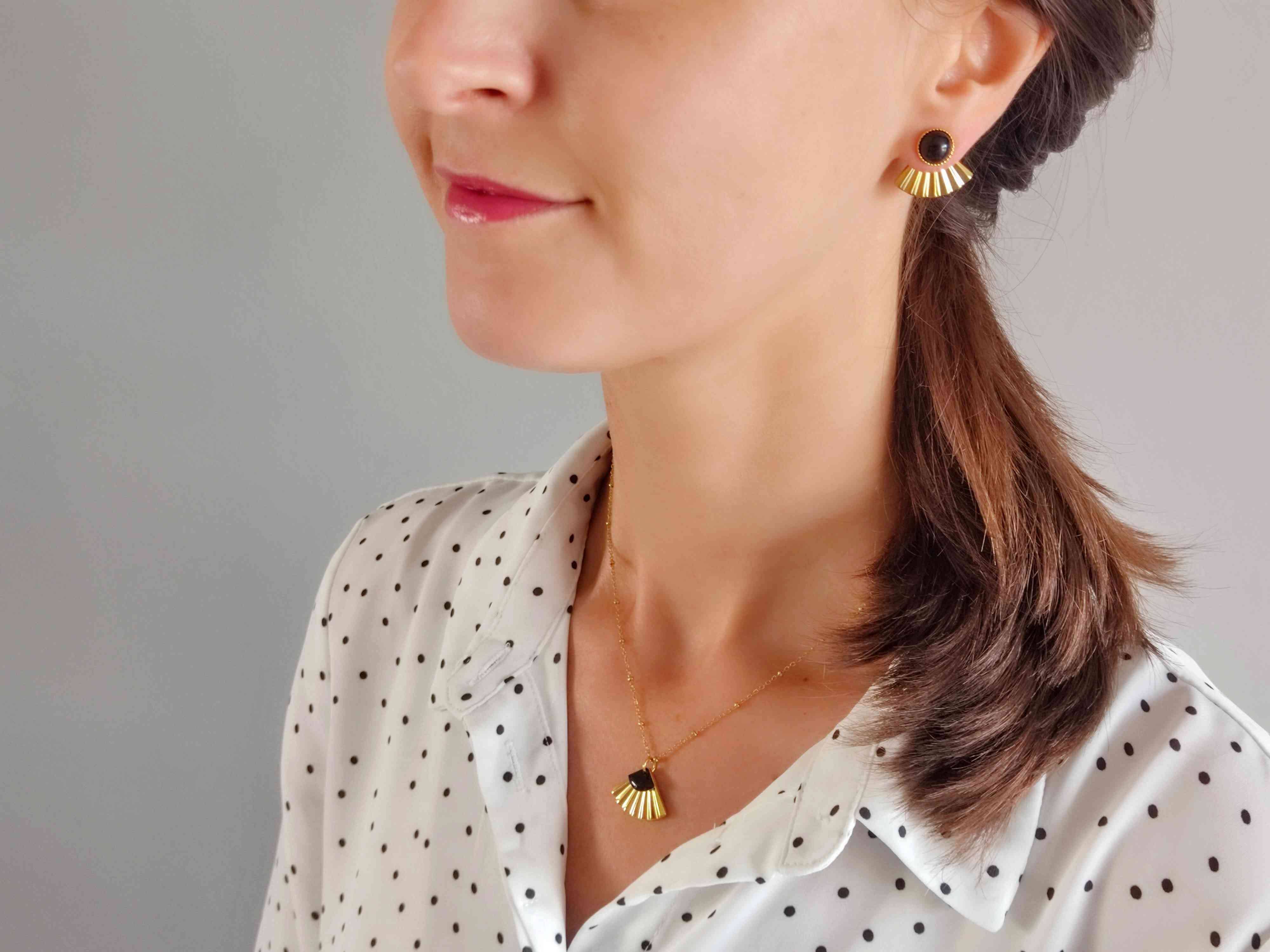 Sophie Bijoux - Vente Boucles d'oreilles pendantes - Boucles d'oreilles 3en1 La Mystérieuse Agate Noire3