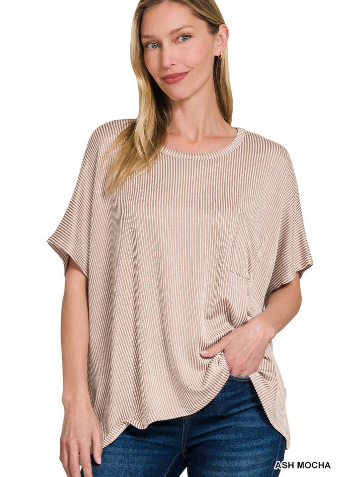 42POPS - Vente Haut en maille – femme - Haut à manches courtes surdimensionné en velours côtelé SI-2721213